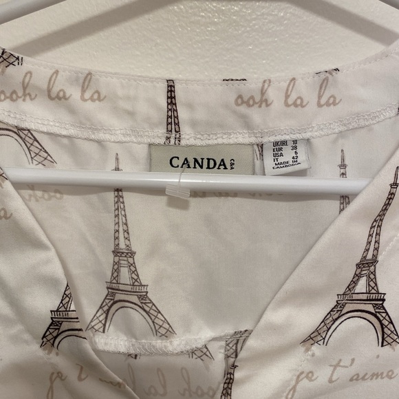 White Eiffel Tower Print Women's Top - Picture 3 of 3